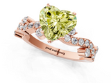 Rose gold Fancy Yellow Heart  Cut Solitaire Diamond Twisted Band with Pave Setting_45