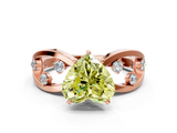Rose gold Fancy Yellow Heart  Cut Solitaire Diamond with Side Stones on Criss-Cross Band and Four-Prong Setting_3