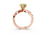 Rose gold Fancy Yellow Heart  Cut Solitaire Diamond with Side Stones on Criss-Cross Band and Four-Prong Setting_6