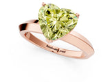 Rose gold Fancy Yellow Heart  Cut Solitaire Engagement Ring with Flat Band and Four-Prong Setting 1