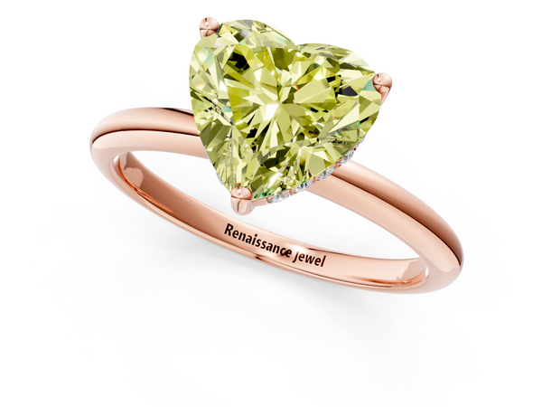 Rose gold Fancy Yellow Heart  Cut Solitaire Engagement Ring with Four-Prong Setting and Classic Band