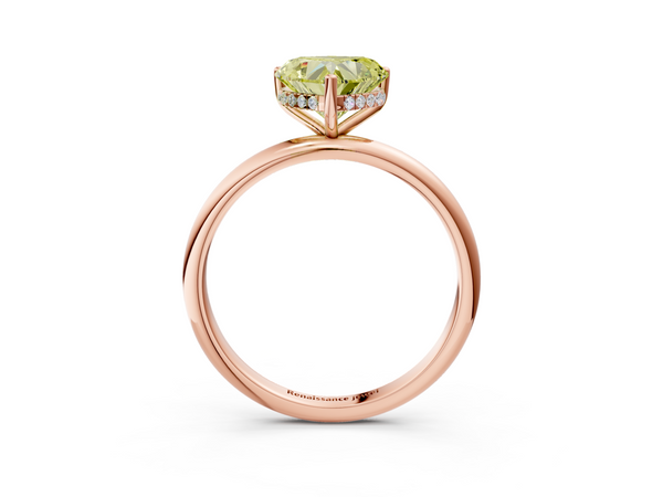 Rose gold Fancy Yellow Heart  Cut Solitaire Engagement Ring with Four-Prong Setting and Classic Band