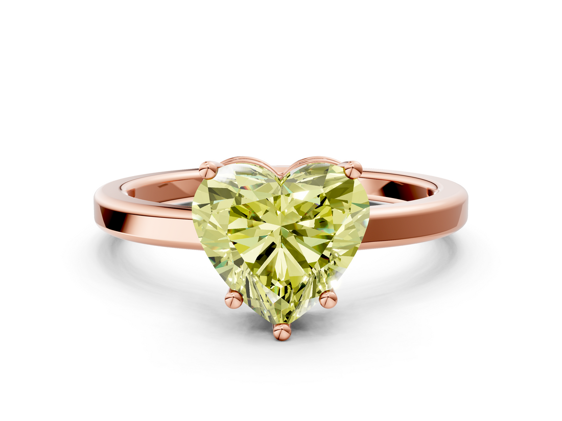 Rose gold Fancy Yellow Heart  Cut Solitaire Engagement Ring with Four-Prong Setting on a Classic Band_20