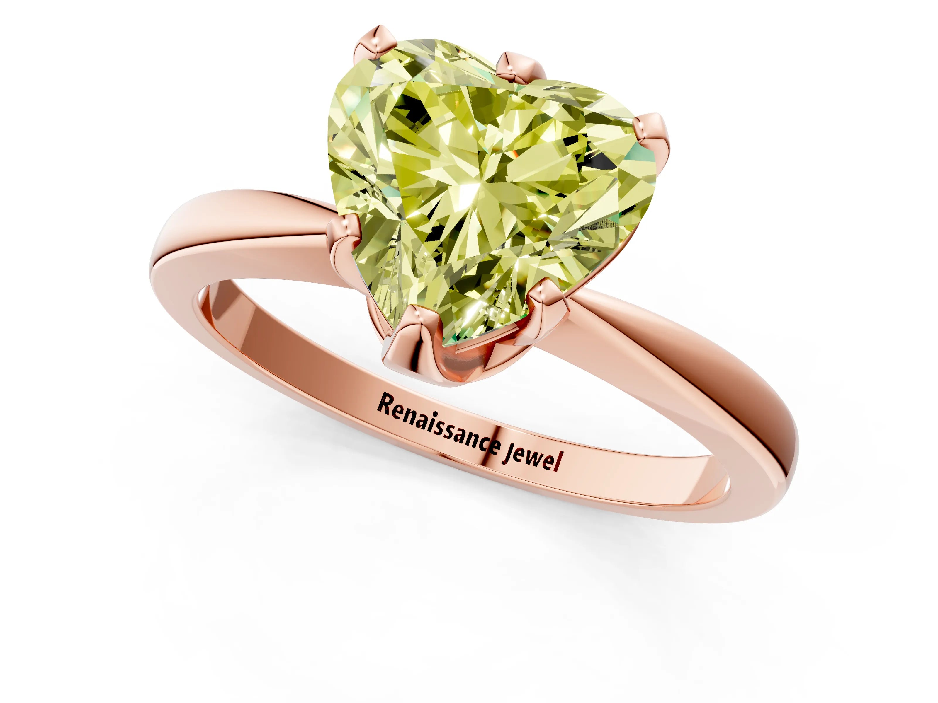 Rose gold Fancy Yellow Heart Cut Solitaire Engagement Ring with Six-Prong Setting and Tapered Band_1