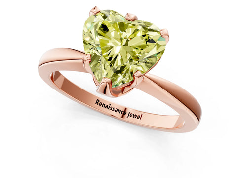 Rose gold Fancy Yellow Heart Cut Solitaire Engagement Ring with Six-Prong Setting and Tapered Band_1