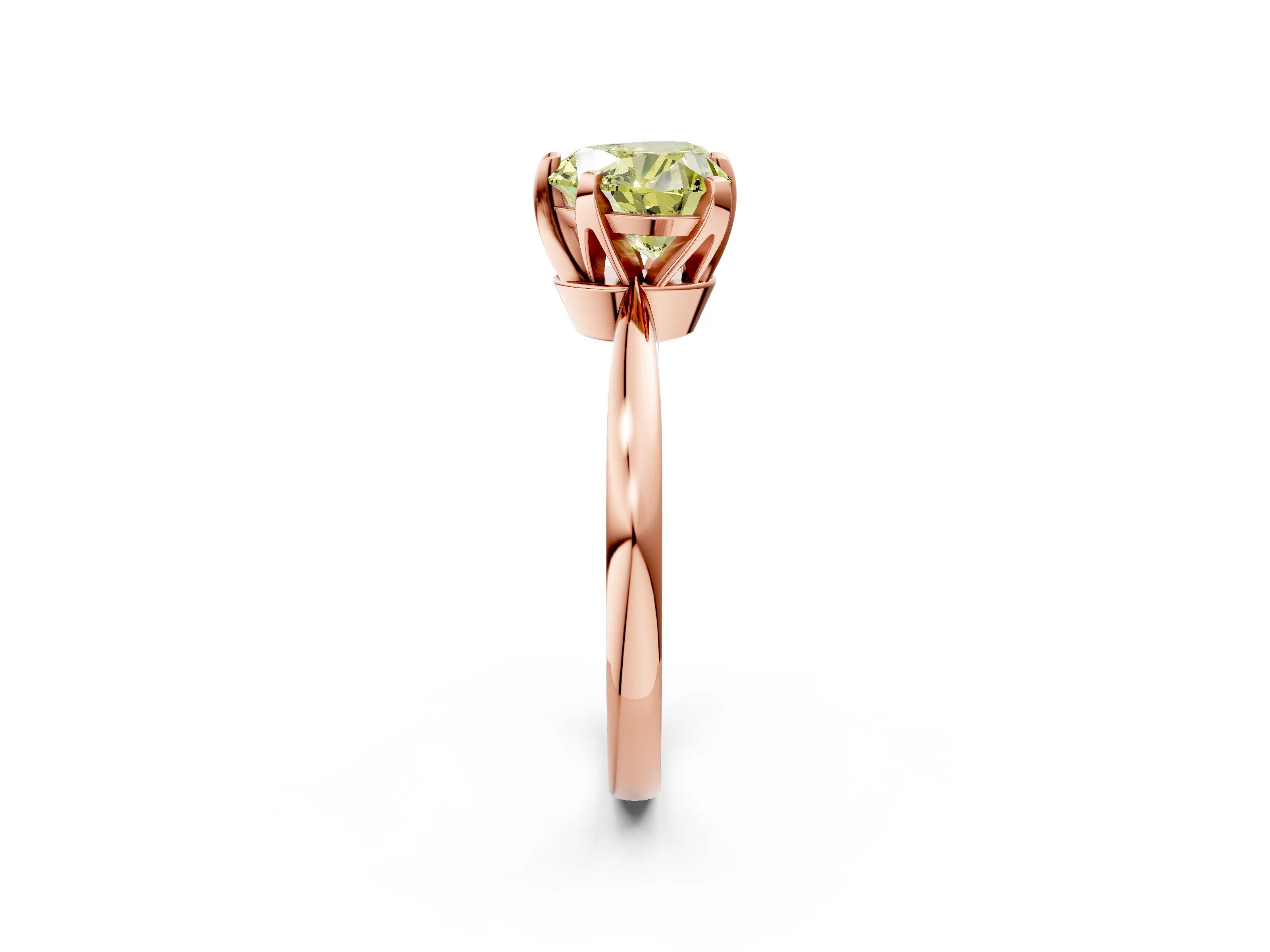 Rose gold Fancy Yellow Heart Cut Solitaire Engagement Ring with Six-Prong Setting and Tapered Band_2