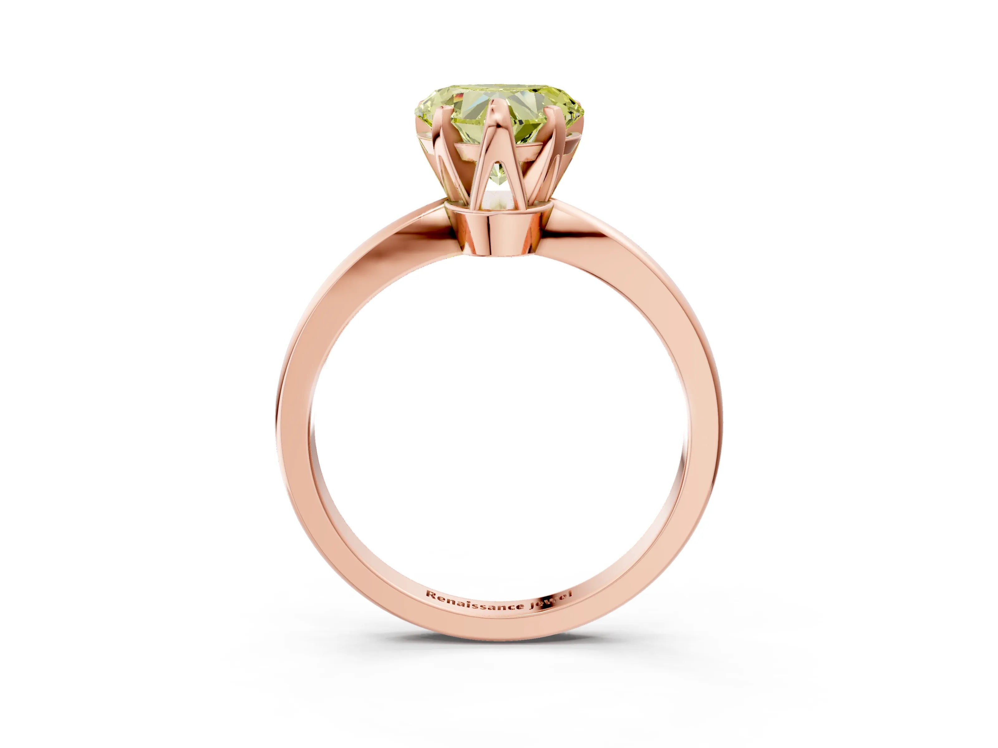 Rose gold Fancy Yellow Heart Cut Solitaire Engagement Ring with Six-Prong Setting and Tapered Band_3