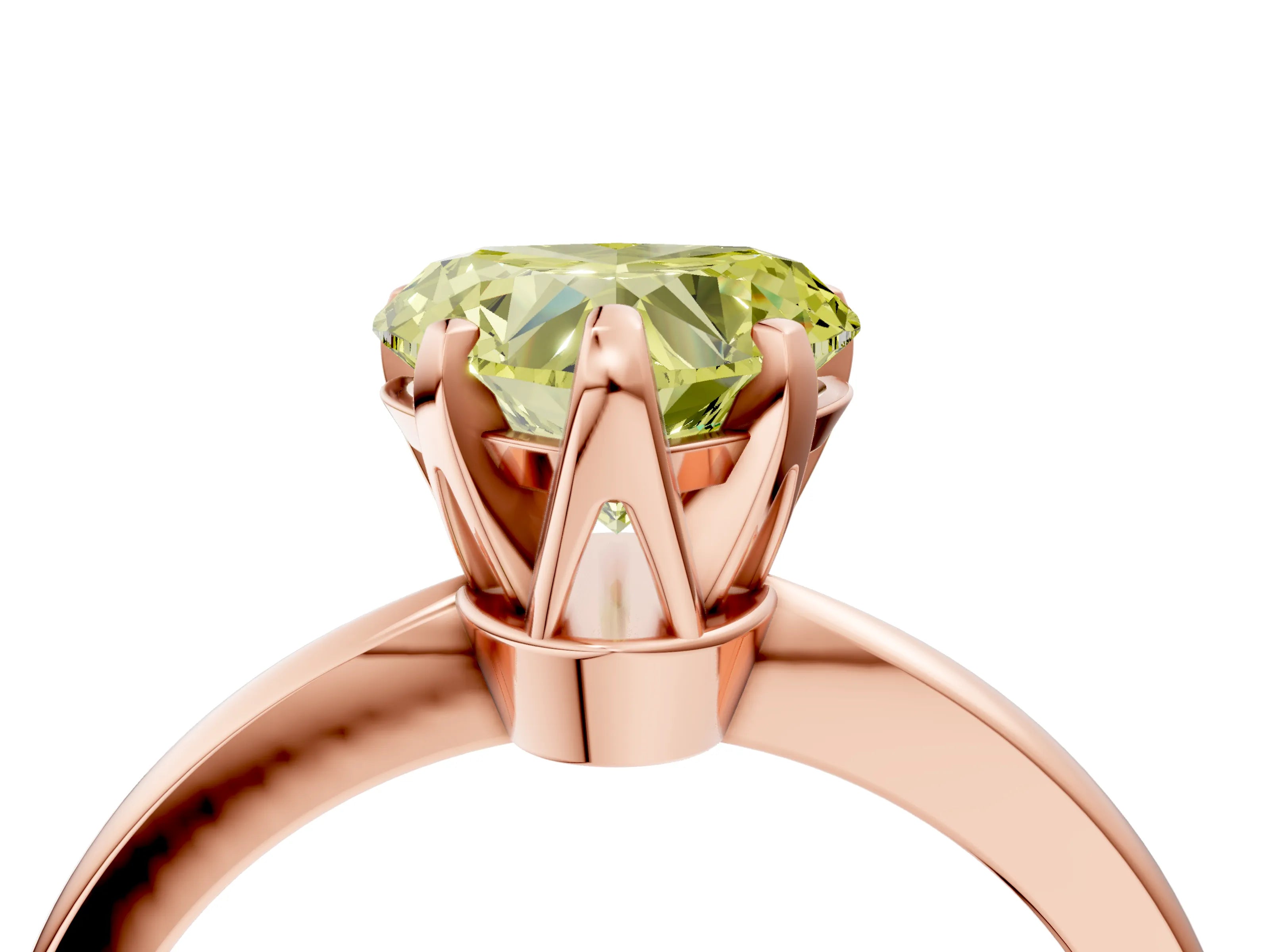 Rose gold Fancy Yellow Heart Cut Solitaire Engagement Ring with Six-Prong Setting and Tapered Band_4