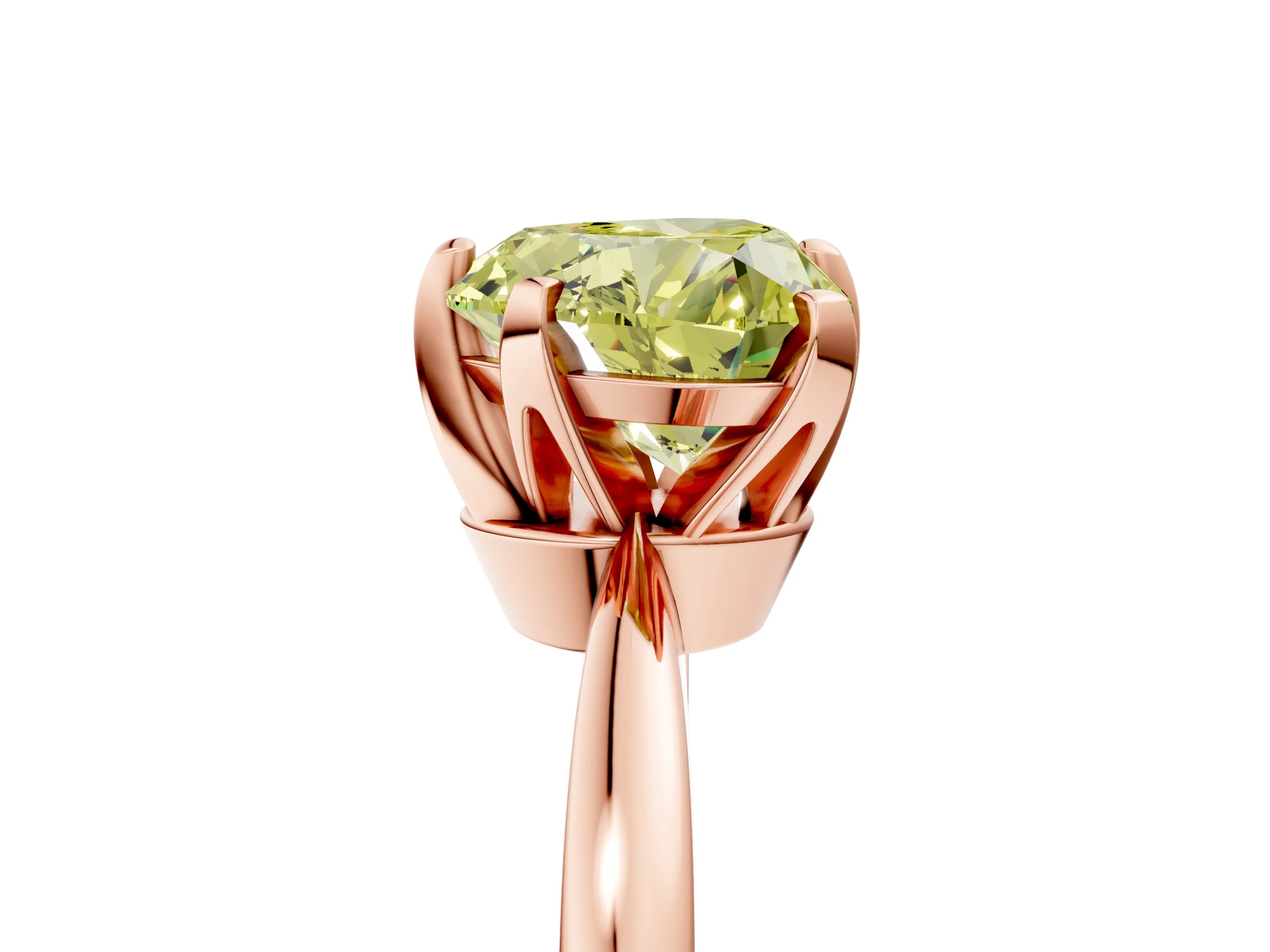Rose gold Fancy Yellow Heart Cut Solitaire Engagement Ring with Six-Prong Setting and Tapered Band_5