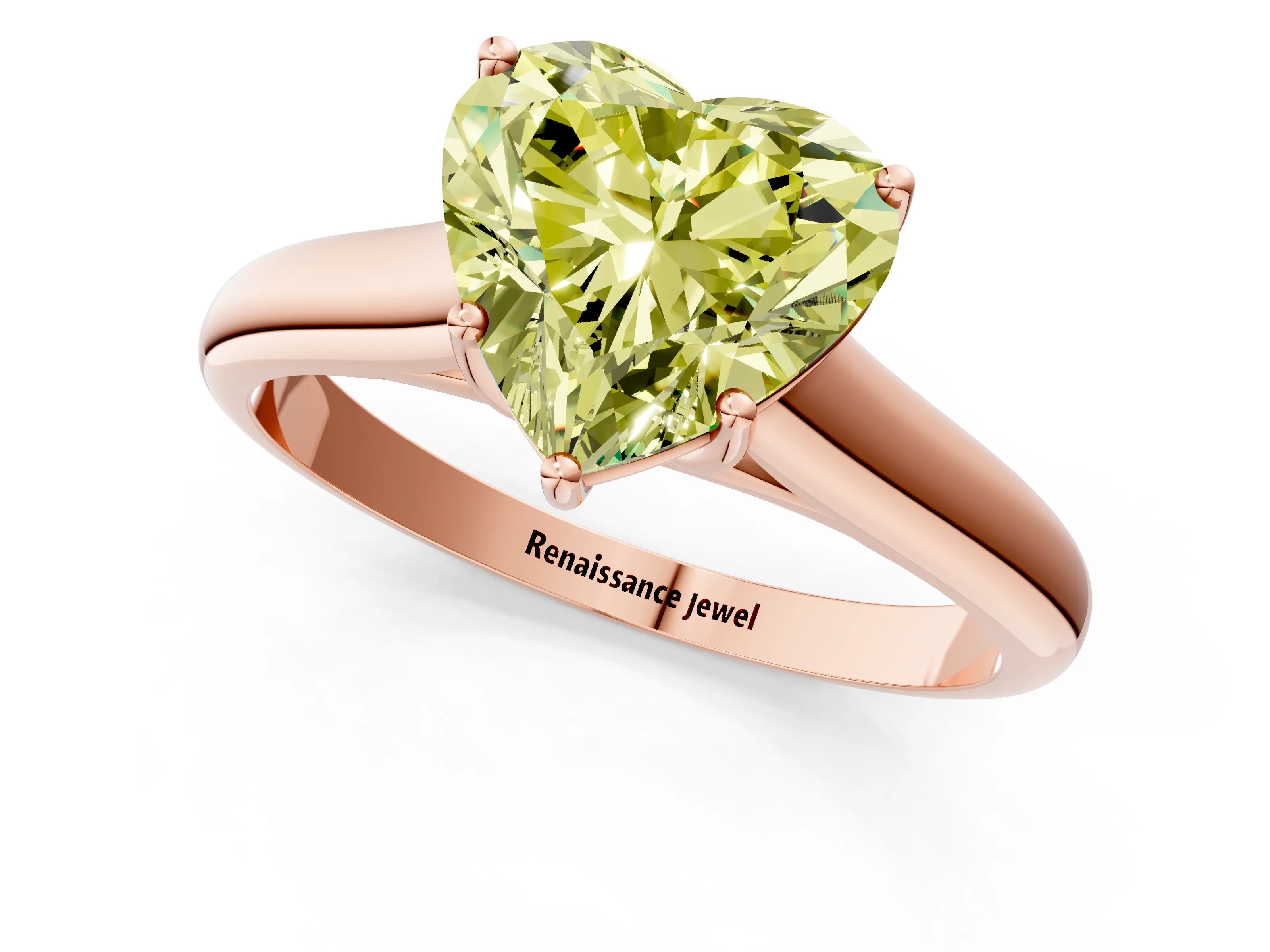 Rose gold Fancy Yellow Heart Cut Solitaire Engagement Ring with Tapered Band and Four-Prong Setting_4