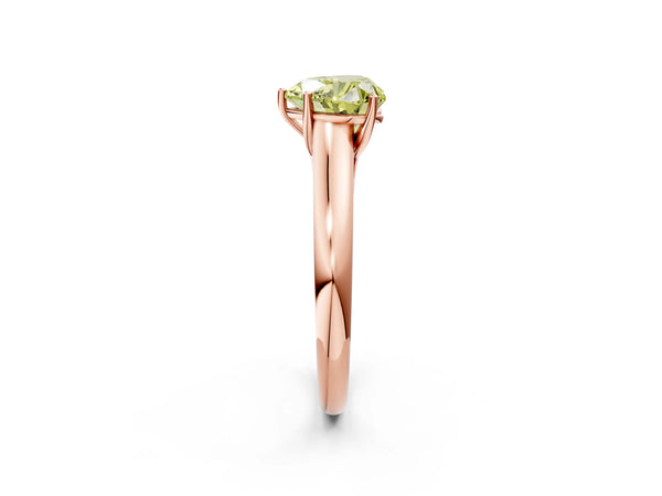 Rose gold Fancy Yellow Heart Cut Solitaire Engagement Ring with Tapered Band and Four-Prong Setting