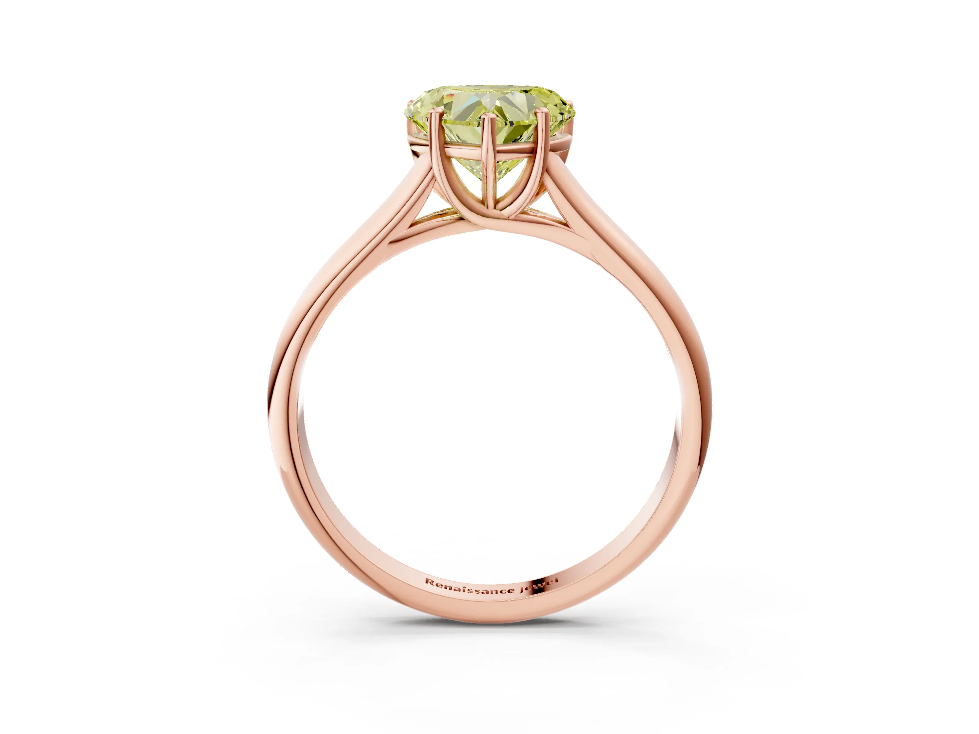 Rose gold Fancy Yellow Heart Cut Solitaire Engagement Ring with Tapered Band and Four-Prong Setting_6