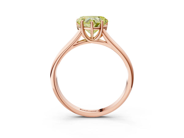 Rose gold Fancy Yellow Heart Cut Solitaire Engagement Ring with Tapered Band and Four-Prong Setting