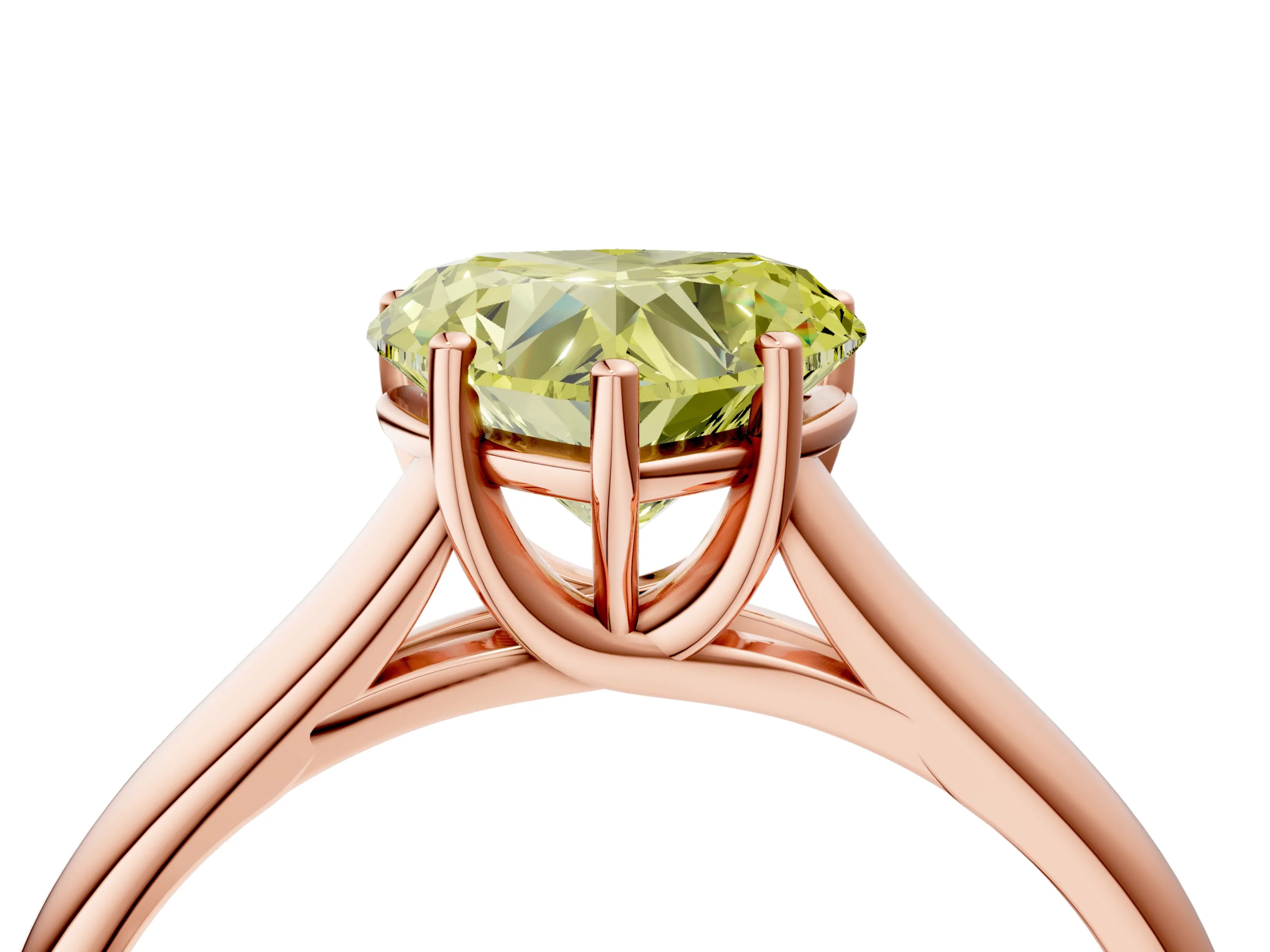 Rose gold Fancy Yellow Heart Cut Solitaire Engagement Ring with Tapered Band and Four-Prong Setting_7