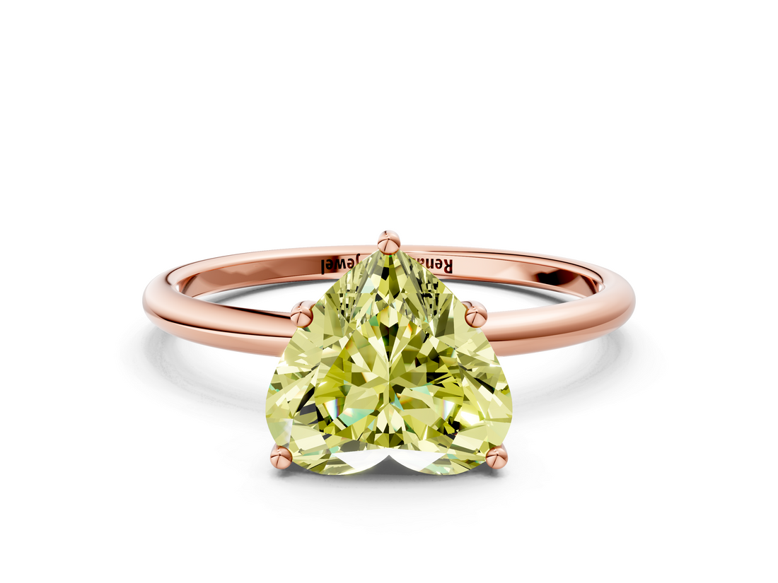 Rose gold Fancy Yellow Heart  Cut Solitaire Engagement Ring with Thin Band and Four-Prong Setting_3