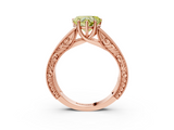 Rose gold Fancy Yellow Heart  Cut Solitaire Engraved Band with Four-Prong Setting_62