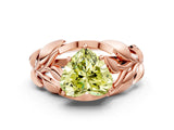 Rose gold Fancy Yellow Heart Cut Solitaire Leaf-Inspired Engagement Ring with Prong Setting_12