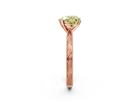 Rose gold Fancy Yellow Heart Cut Solitaire Milgrain Engraved Band with Four-Prong Setting_2