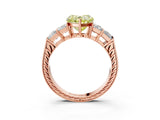 Rose gold Fancy Yellow Heart Cut Solitaire Princess Side Stone Engraved Band Prong Setting Ring_3