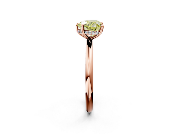 Rose gold Fancy Yellow Heart Cut Diamond Solitaire Ring with Thin Band and Four-Prong Setting