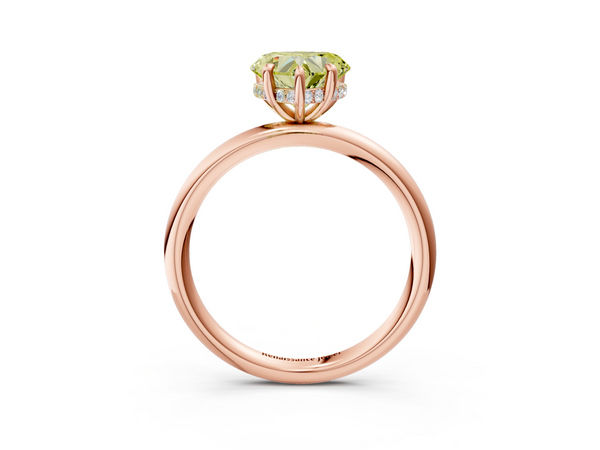 Rose gold Fancy Yellow Heart Cut Diamond Solitaire Ring with Thin Band and Four-Prong Setting