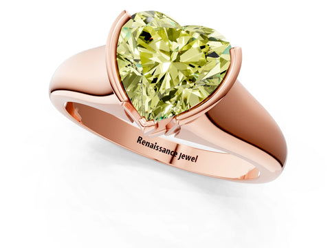Rose gold Fancy Yellow Heart Cut Solitaire Tension Set Diamond Ring with Split Shank Band_1