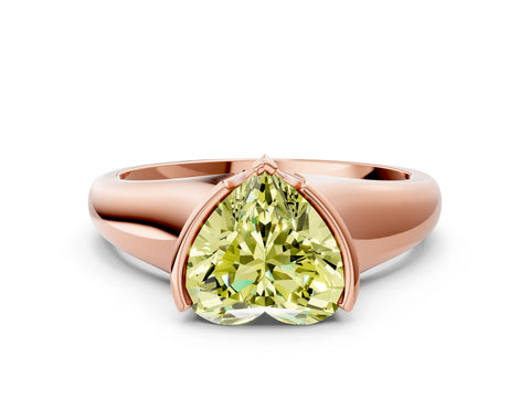 Rose gold Fancy Yellow Heart Cut Solitaire Tension Set Diamond Ring with Split Shank Band
