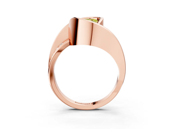 Rose gold Fancy Yellow Heart Cut Solitaire Tension-Set Diamond Split Shank Ring
