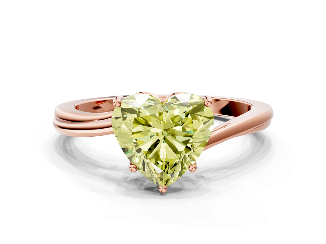 Rose gold Fancy Yellow Heart  Cut Solitaire Twist Band Ring with Four-Prong Setting_20