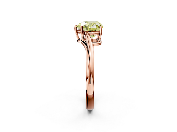Rose gold Fancy Yellow Heart  Cut Solitaire Twist Band Ring with Four-Prong Setting