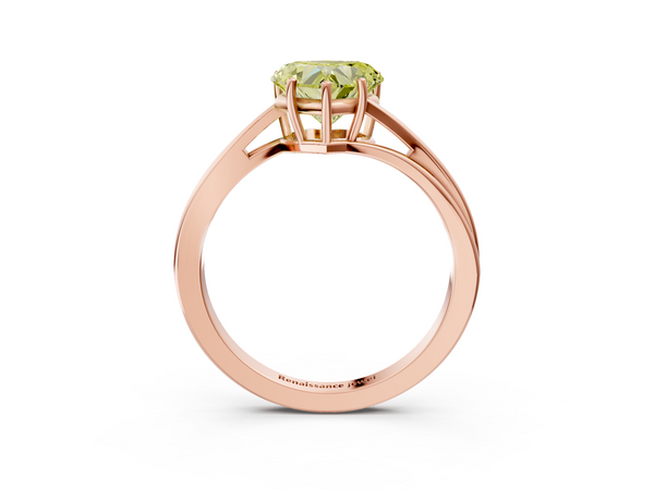 Rose gold Fancy Yellow Heart  Cut Solitaire Twist Band Ring with Four-Prong Setting