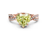 Rose gold Fancy Yellow Heart Cut Solitaire Twist Pave Diamond Engagement Ring with Prong Setting