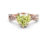 Rose gold Fancy Yellow Heart Cut Solitaire Twist Pave Diamond Engagement Ring with Prong Setting_24