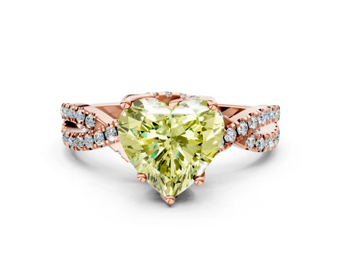 Rose gold Fancy Yellow Heart Cut Solitaire Twist Pave Diamond Engagement Ring with Prong Setting_24