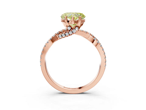 Rose gold Fancy Yellow Heart Cut Solitaire Twist Pave Diamond Engagement Ring with Prong Setting_27