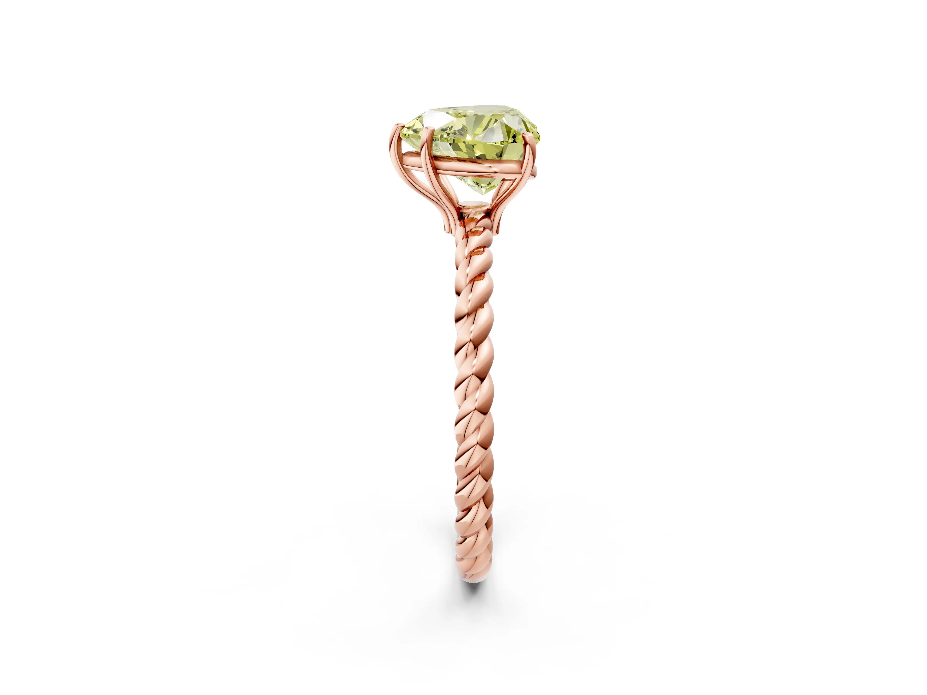 Rose gold Fancy Yellow Heart Cut Solitaire Twisted Band 4-Prong Ring_2