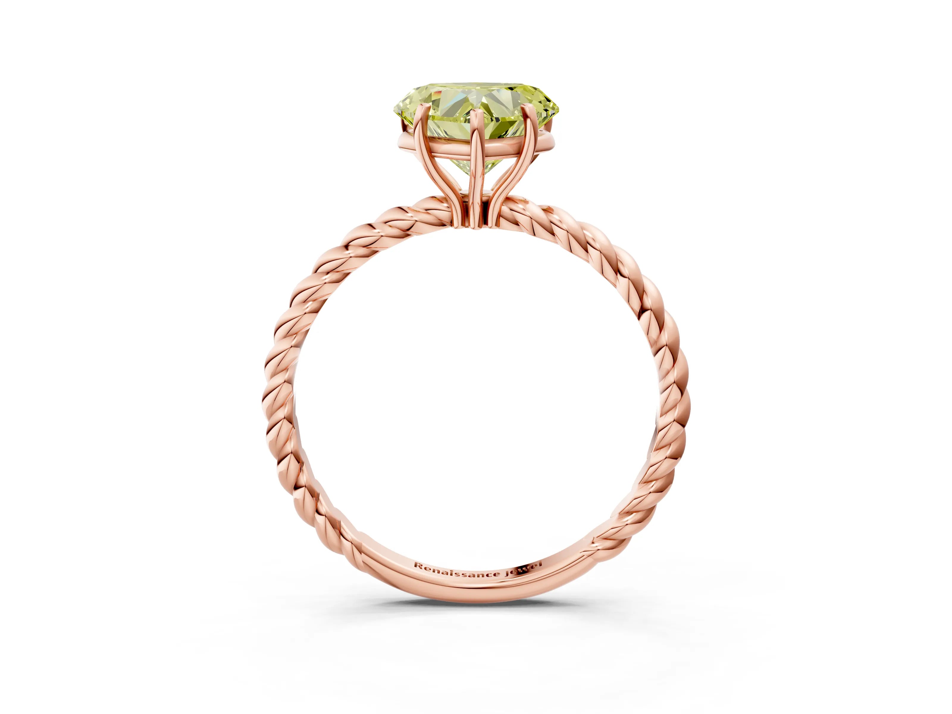 Rose gold Fancy Yellow Heart Cut Solitaire Twisted Band 4-Prong Ring_3
