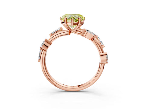 Rose gold Fancy Yellow Heart Cut Solitaire Twisted Band Marquise Accent Prong Setting Ring_3