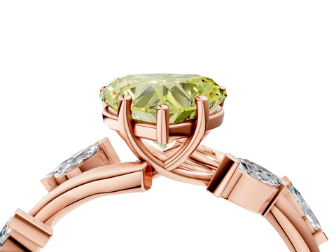Rose gold Fancy Yellow Heart Cut Solitaire Twisted Band Marquise Accent Prong Setting Ring_4