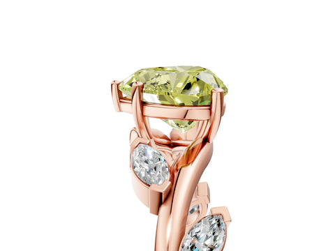 Rose gold Fancy Yellow Heart Cut Solitaire Twisted Band Marquise Accent Prong Setting Ring_5