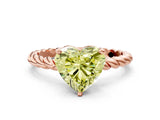 Rose gold Fancy Yellow Heart  Cut Solitaire Twisted Band with Four-Prong Setting_100