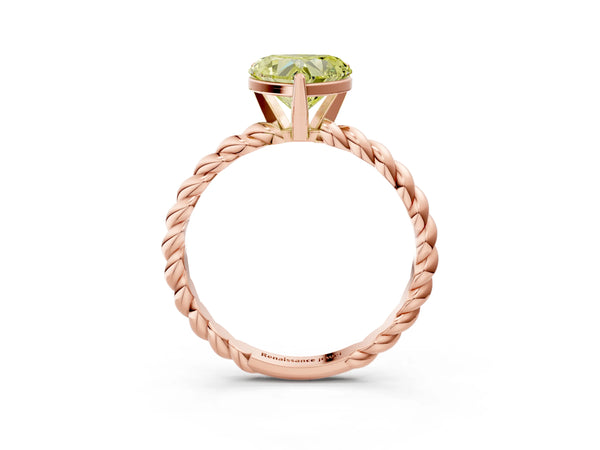 Rose gold Fancy Yellow Heart  Cut Solitaire Twisted Band with Four-Prong Setting