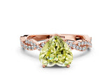 Rose gold Fancy Yellow Heart Cut Solitaire Twisted Pave Band with Four-Prong Setting_3