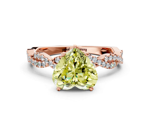Rose gold Fancy Yellow Heart Cut Solitaire Twisted Pave Band with Four-Prong Setting_3
