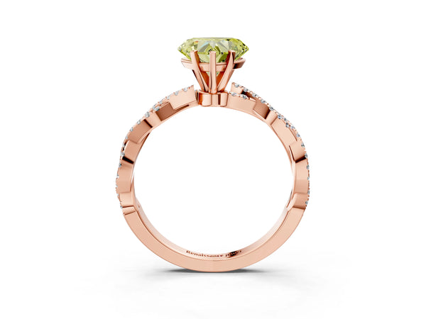 Rose gold Fancy Yellow Heart Cut Solitaire Twisted Pave Band with Four-Prong Setting