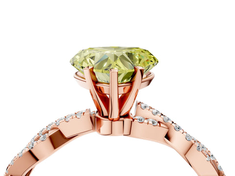 Rose gold Fancy Yellow Heart Cut Solitaire Twisted Pave Band with Four-Prong Setting_7