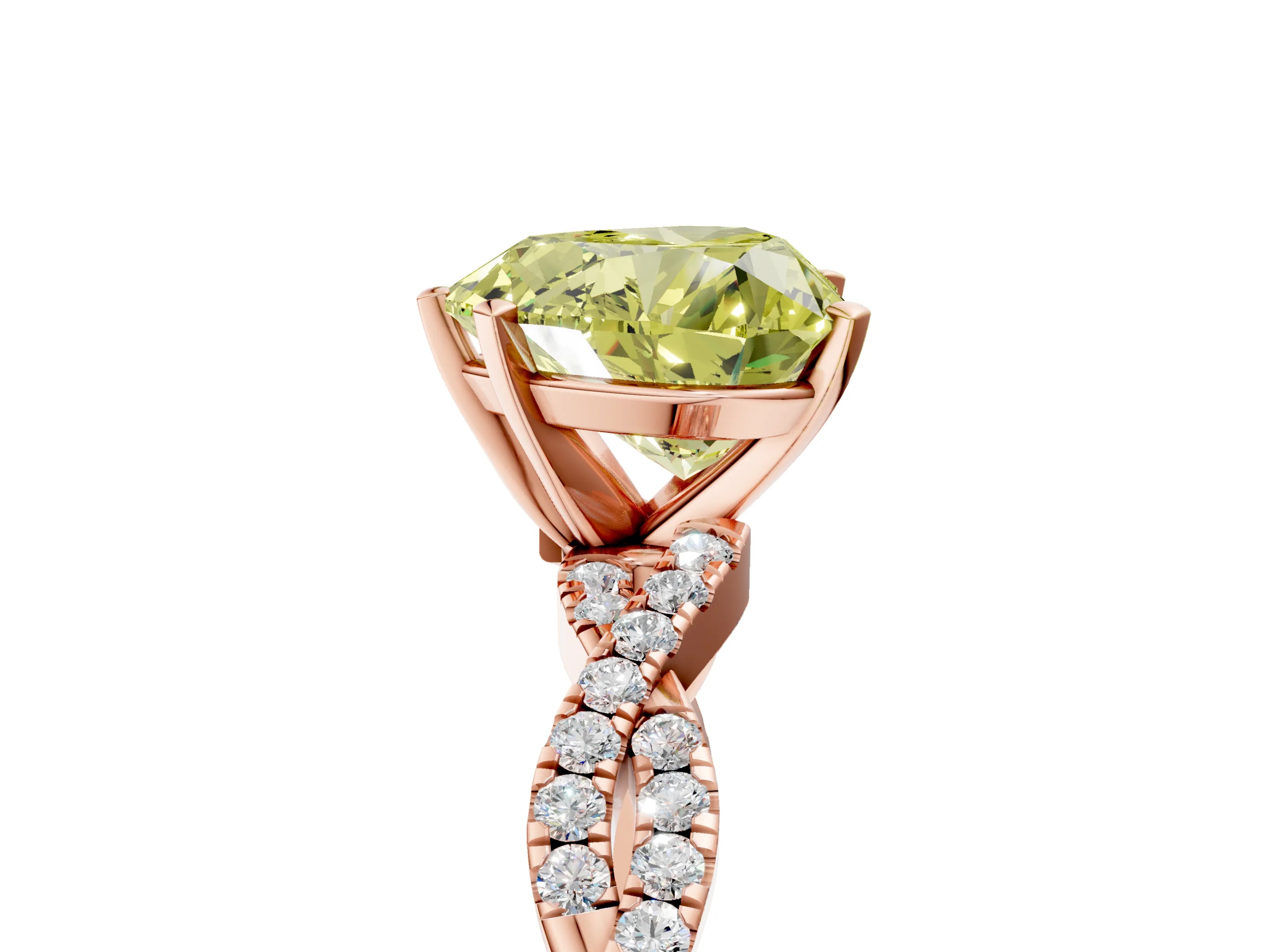 Rose gold Fancy Yellow Heart Cut Solitaire Twisted Pave Band with Four-Prong Setting_8