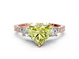 Rose gold Fancy Yellow Heart  Cut Three-Stone Diamond Pavé Band with Prong Setting_18