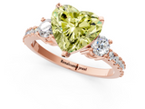 Rose gold Fancy Yellow Heart  Cut Three-Stone Diamond Pavé Band with Prong Setting_19