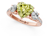 Rose gold Fancy Yellow Heart  Cut Three-Stone Diamond Pave Band with Prong Setting_38